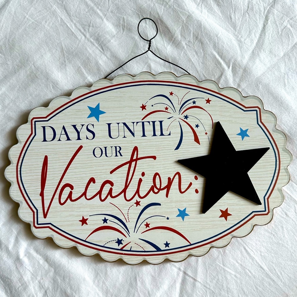 NWT USA Vacation Countdown Wood Sign